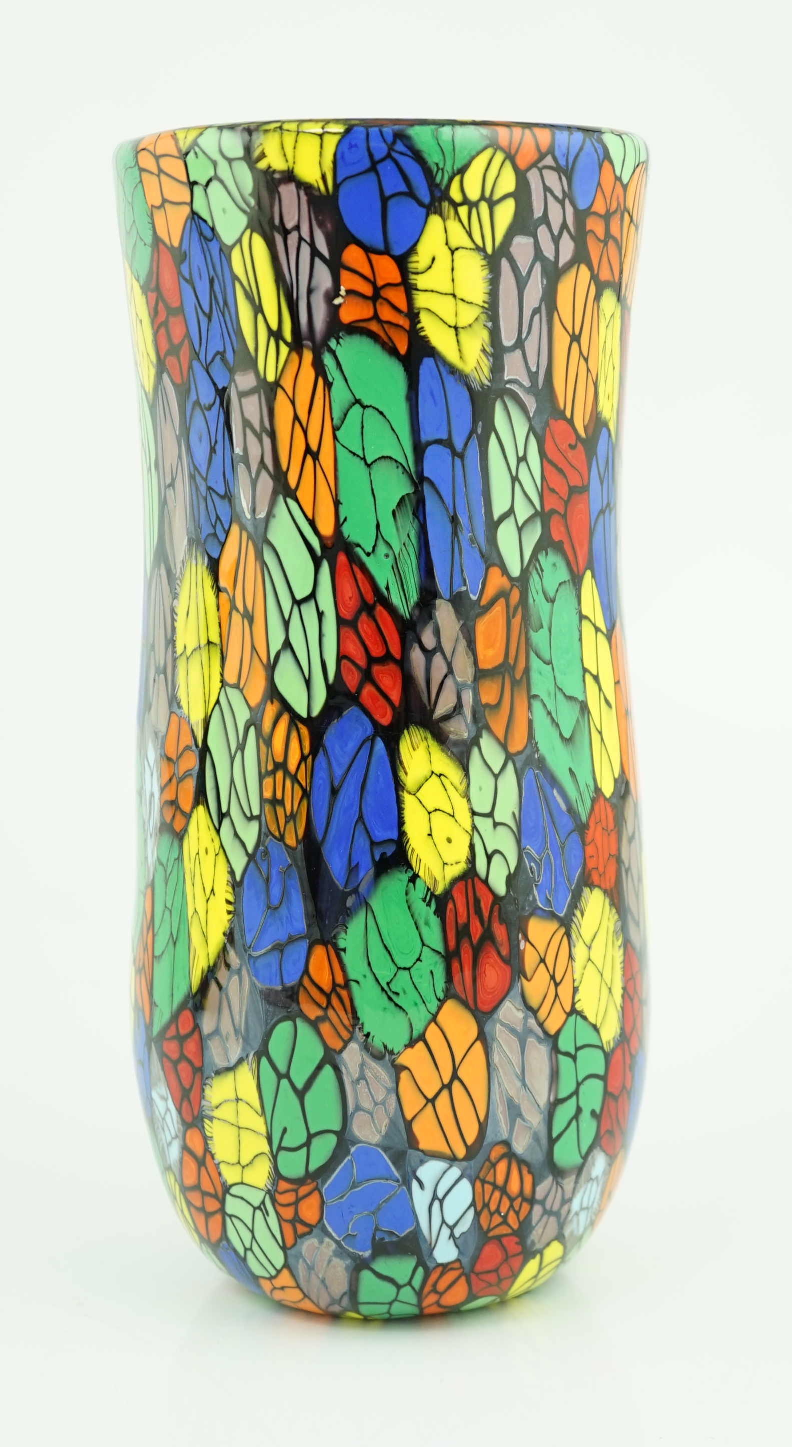 Vittorio Ferro (1932-2012) A Murano glass Murrine vase, the waisted body with a multicoloured design, signed, 30cm, Please note this lot attracts an additional import tax of 20% on the hammer price